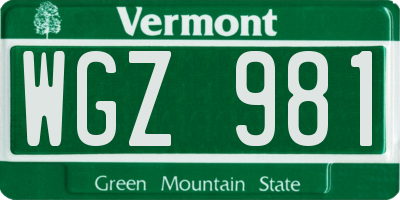 VT license plate WGZ981