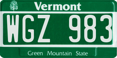 VT license plate WGZ983