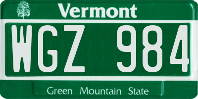 VT license plate WGZ984