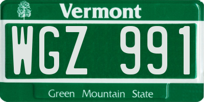 VT license plate WGZ991