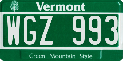 VT license plate WGZ993
