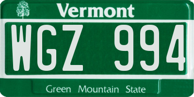 VT license plate WGZ994