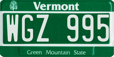 VT license plate WGZ995