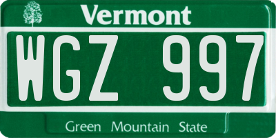 VT license plate WGZ997