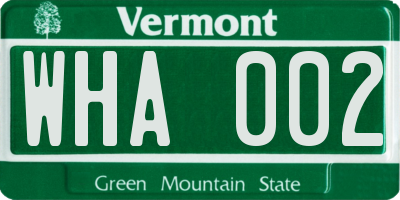 VT license plate WHA002