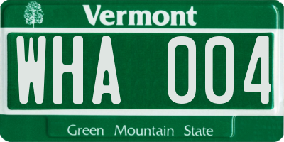 VT license plate WHA004