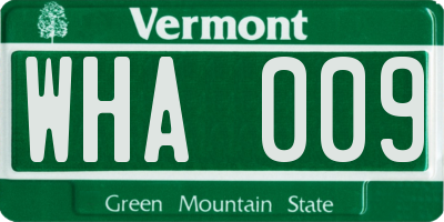 VT license plate WHA009