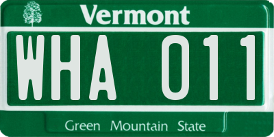 VT license plate WHA011