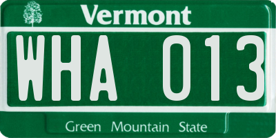 VT license plate WHA013