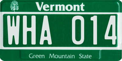 VT license plate WHA014