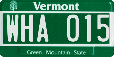 VT license plate WHA015
