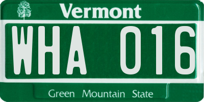 VT license plate WHA016