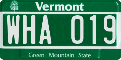 VT license plate WHA019