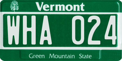 VT license plate WHA024