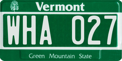 VT license plate WHA027