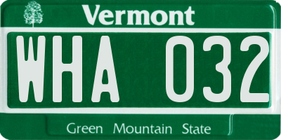VT license plate WHA032