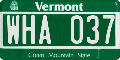VT license plate WHA037