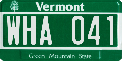 VT license plate WHA041