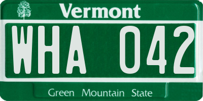VT license plate WHA042