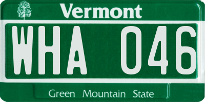 VT license plate WHA046