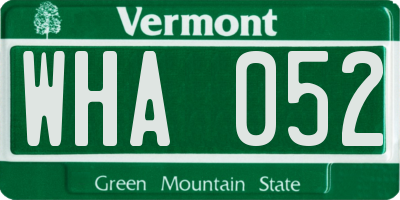 VT license plate WHA052