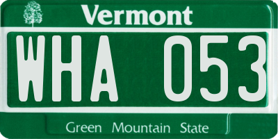 VT license plate WHA053