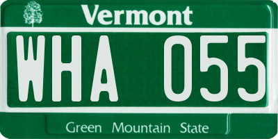 VT license plate WHA055