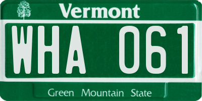 VT license plate WHA061