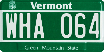 VT license plate WHA064