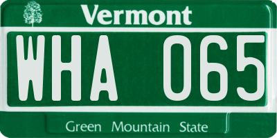 VT license plate WHA065