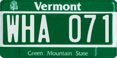 VT license plate WHA071