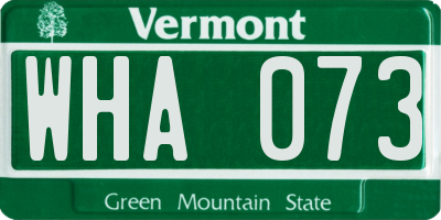 VT license plate WHA073