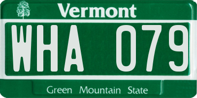 VT license plate WHA079