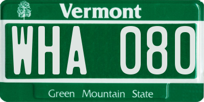 VT license plate WHA080