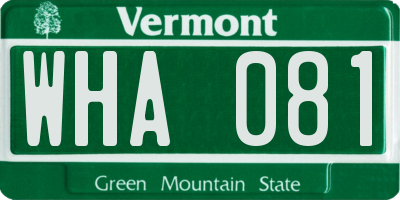 VT license plate WHA081