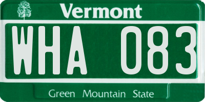VT license plate WHA083