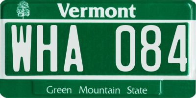 VT license plate WHA084