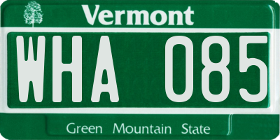 VT license plate WHA085