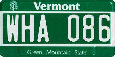 VT license plate WHA086