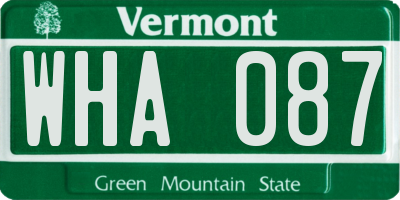 VT license plate WHA087