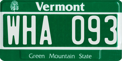 VT license plate WHA093