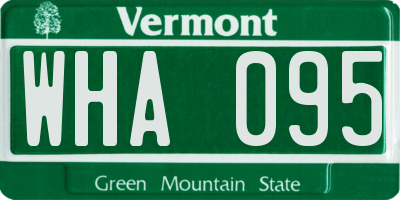 VT license plate WHA095