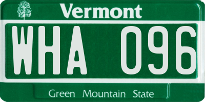 VT license plate WHA096
