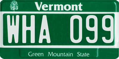 VT license plate WHA099