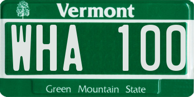 VT license plate WHA100