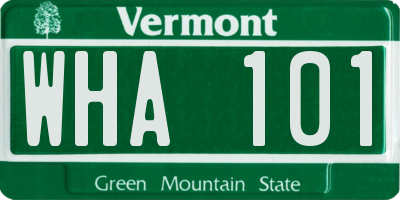 VT license plate WHA101