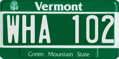VT license plate WHA102