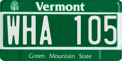 VT license plate WHA105