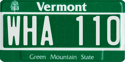 VT license plate WHA110