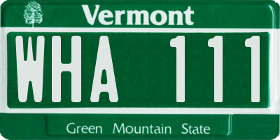 VT license plate WHA111